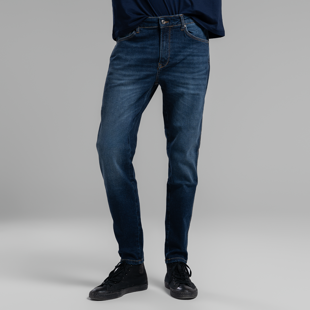 Dark Blue Utility Slouchy Fit Jeans
